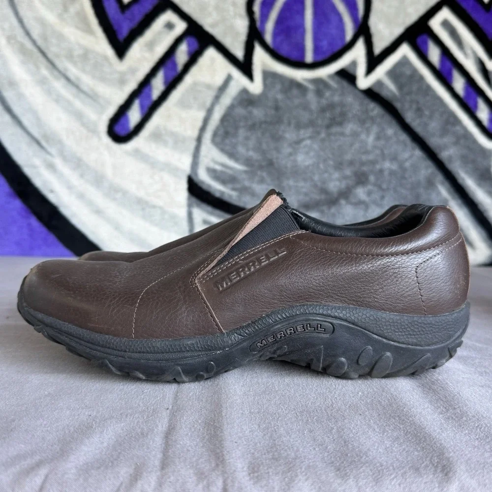 Size 12 - Merrell Jungle Moc Leather Mahogany Brown Shoes Loafers J63883 Men's